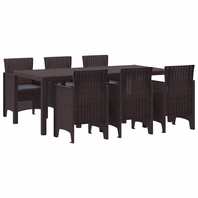 vidaXL Garden Dining Set 7/9 pcs Anthracite/Brown Polt rattan - 200 x 100 x 73 cm