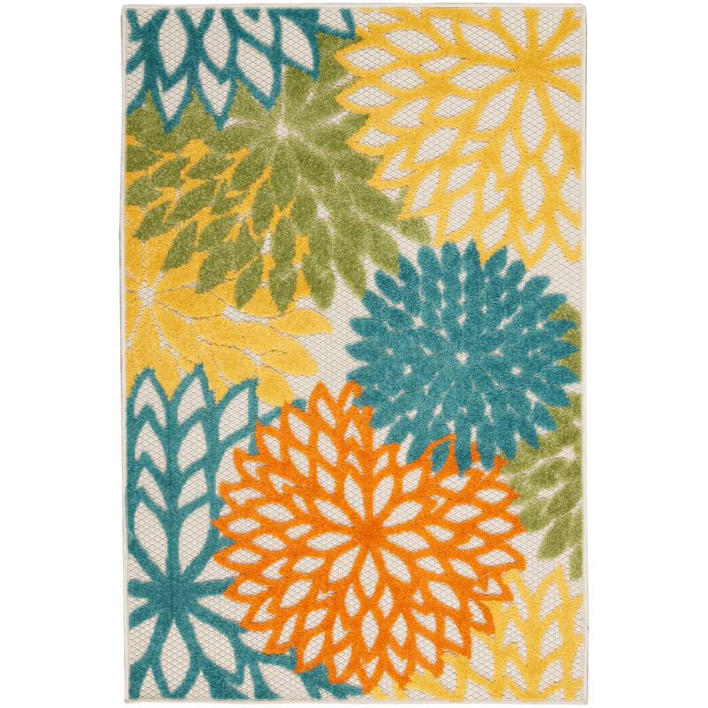 Nourison Aloha Floral Modern, Indoor/Outdoor Area Rug - 3' x 5' - Turquoise/Multicolor
