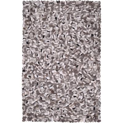 Hand-woven Canistota New Zealand Felted Wool Stone Look Textured Area Rug - 5' x 8'
