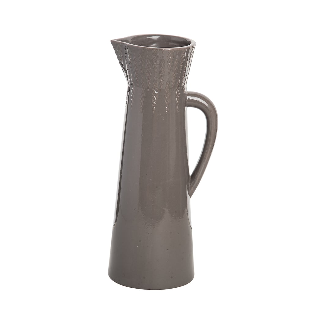 Transpac Stoneware 15 in. Brown Autumn Dot Texture Common Ground Pitcher