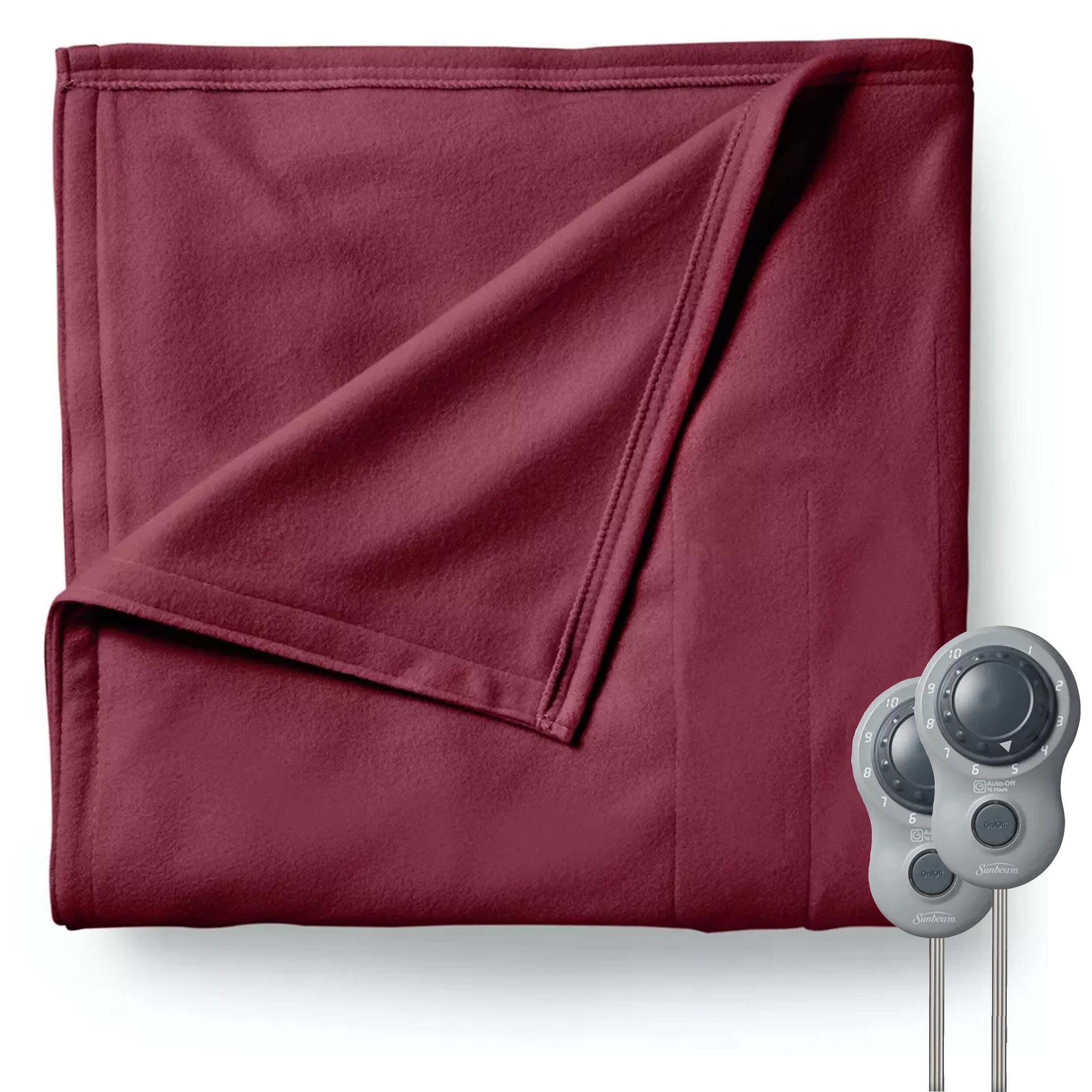 Sunbeam Queen Size Electric Fleece Heated Blanket with Dual Control On Sale Bed Bath