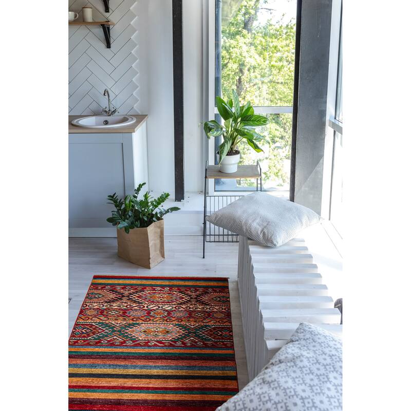 ECARPETGALLERY Hand-knotted Uzbek Ghazni Red Wool Rug - 2'8 x 9'6