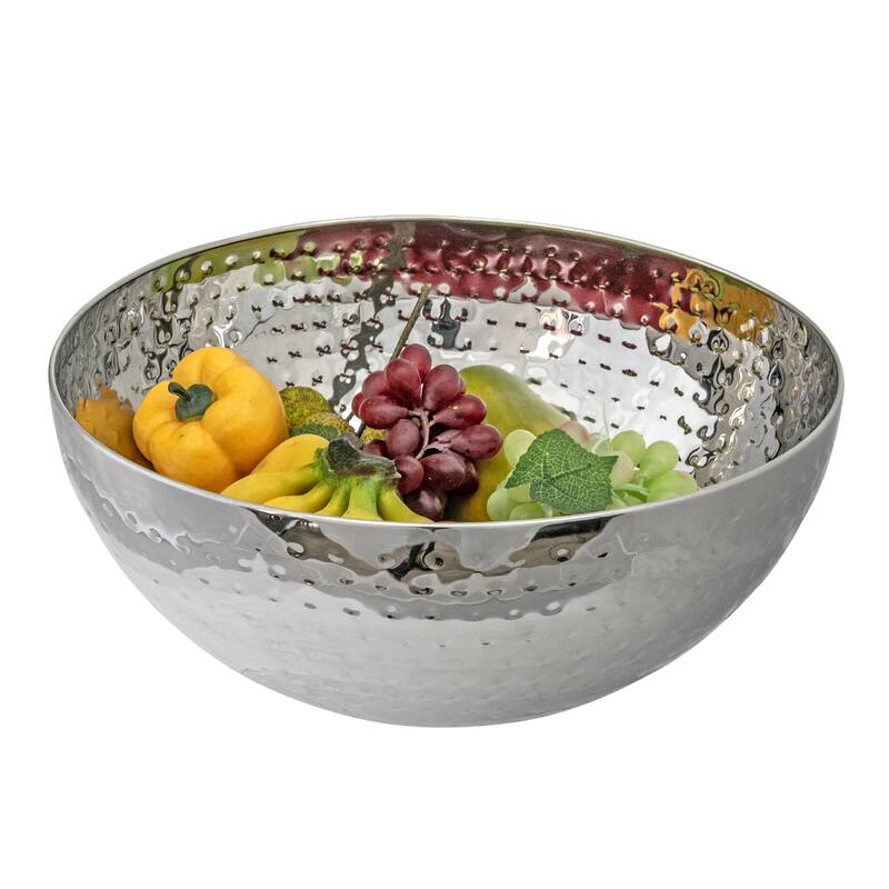 IH Casa Decor Stainless Steel Hammered Salad Bowl 11"