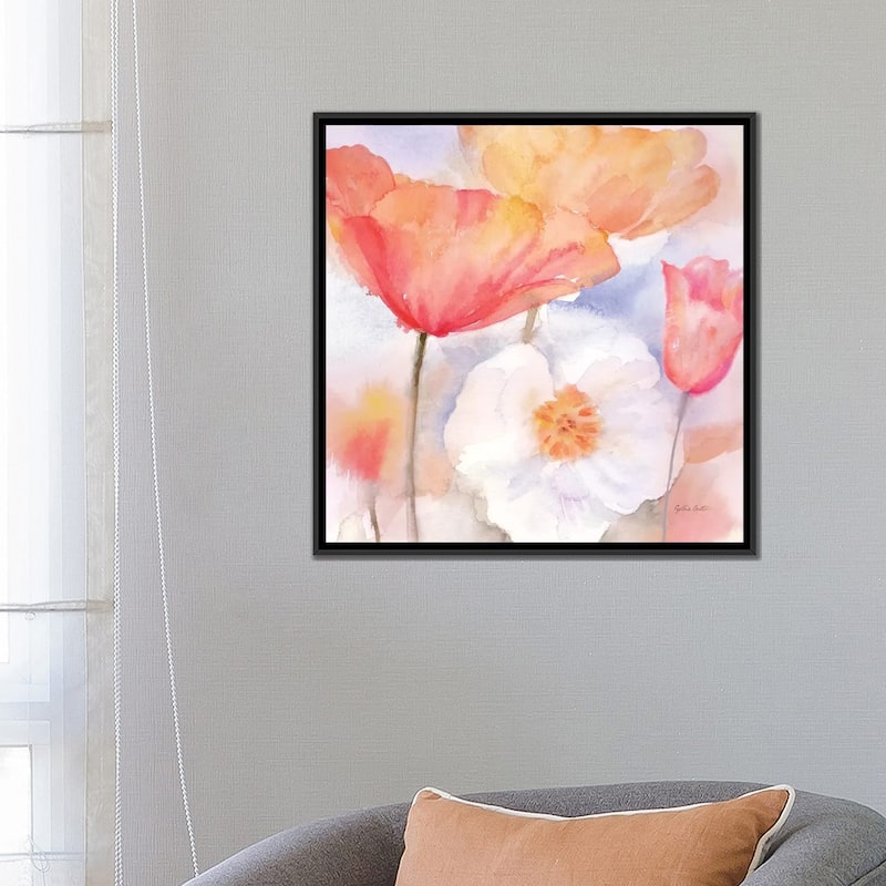 iCanvas "Watercolor Poppy Meadow Pastel I" by Cynthia Coulter Framed Canvas Print