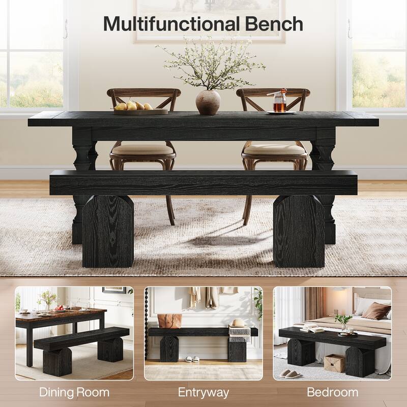 59" Dining Bench for 2 to 3 with Arched Base for Living Room - /
