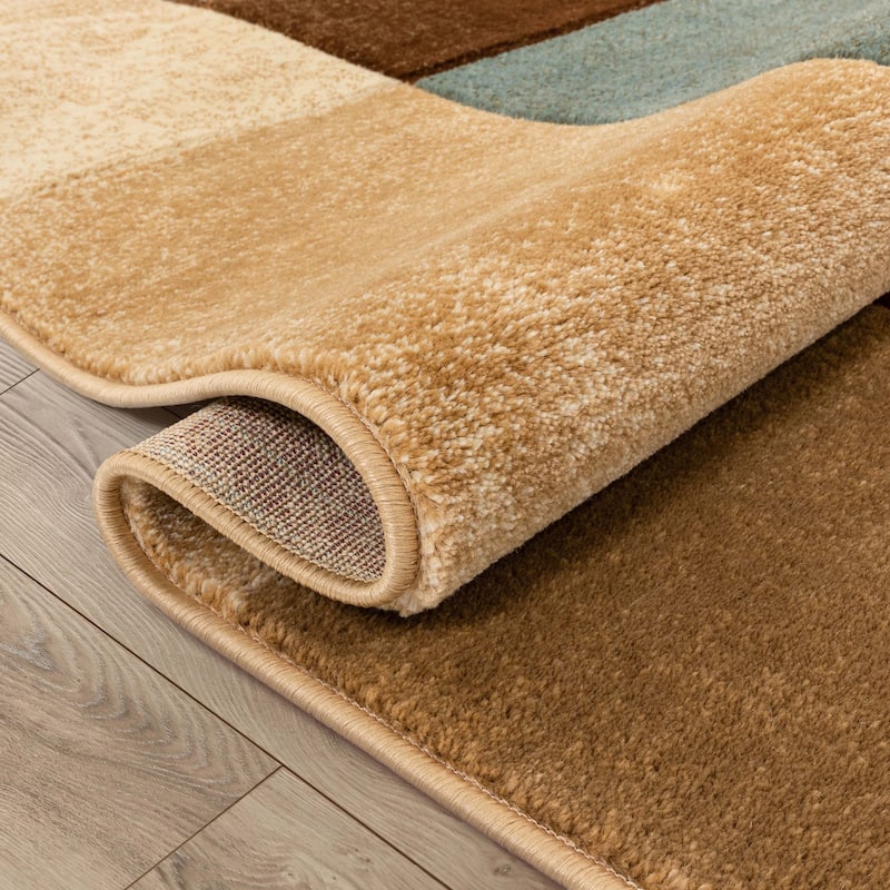 Well Woven Good Vibes Marcia Modern Geometric Area Rug - Multi-Color High-Low Block Pattern