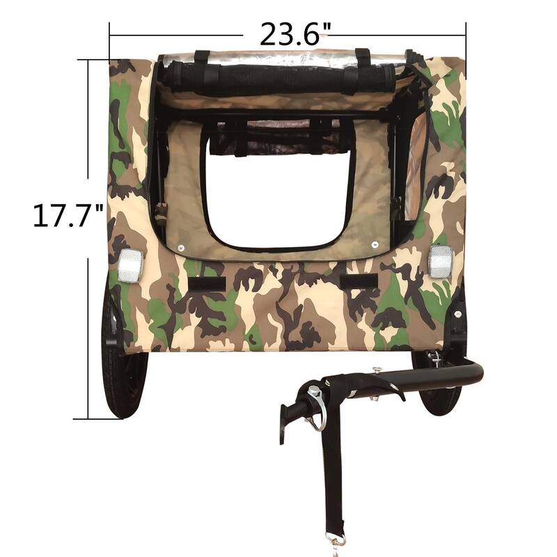 Foldable Dog Bike Trailer with Steel Frame, 16-Inch Wheels, and 88lb Capacity