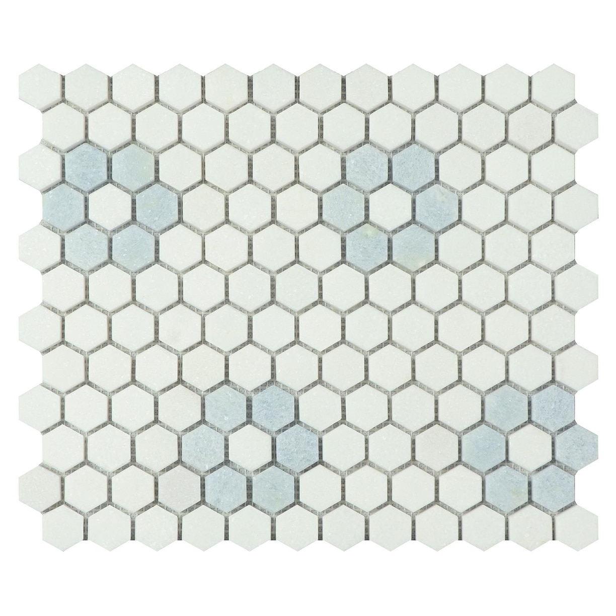 Thassos White and Blue Celeste 1" x 1" Marble Mosaic - Case (10 Sheets)