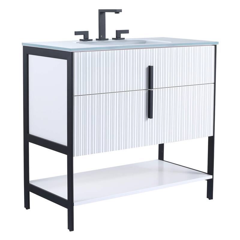 Fine Fixtures Serenity Modern bathroom vanity - White Matte - Black Hardware
