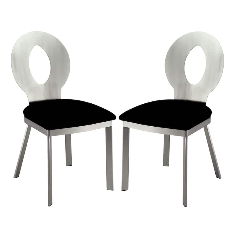 Zaia Contemporary Silver Steel Padded Dining Chairs by Furniture of America (Set of 2)