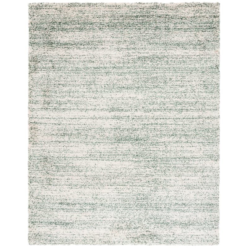 SAFAVIEH Hudson Shag Justine Modern 2-inch Thick Rug - 9' x 12' - Ivory/Green - Rectangle