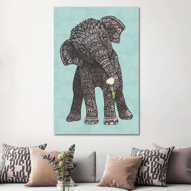 iCanvas "Baby Elephant - Teal" by Angelika Parker Canvas Print