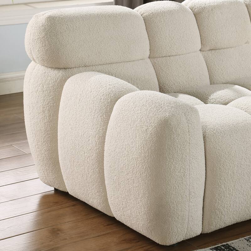 Modern 3-Seat Boucle Sofa with Clean Lines and Plush Cushions