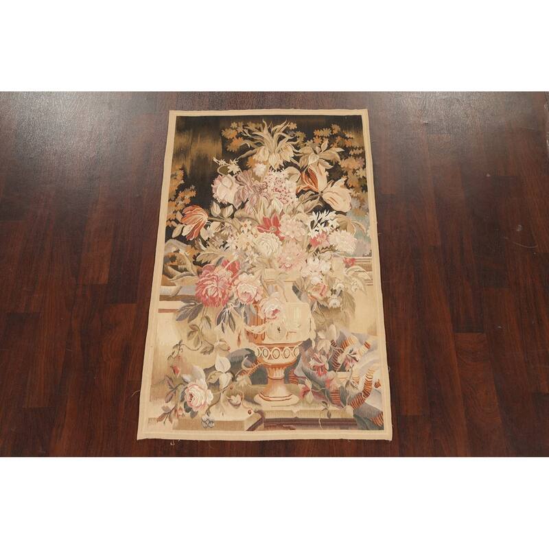 Flat-weave Pictorial Tapestries French Oriental Area Rug Wool Carpet - 3'0" x 5'2"