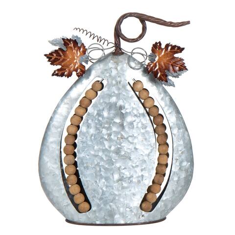 Transpac Metal 15 in. Grey Harvest Dimensional Beaded Pumpkin
