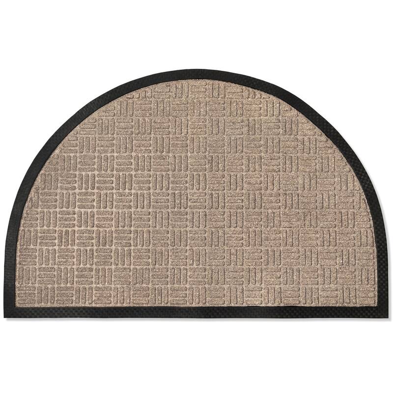 Envelor Door Mat Indoor Outdoor Low Profile Commercial Entryway Rug - 24" x 36" - Half Round - Beige