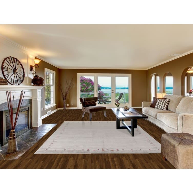 Gabbeh Indian Area Rug Handmade Beige Wool Carpet - 7'7"x 9'8"