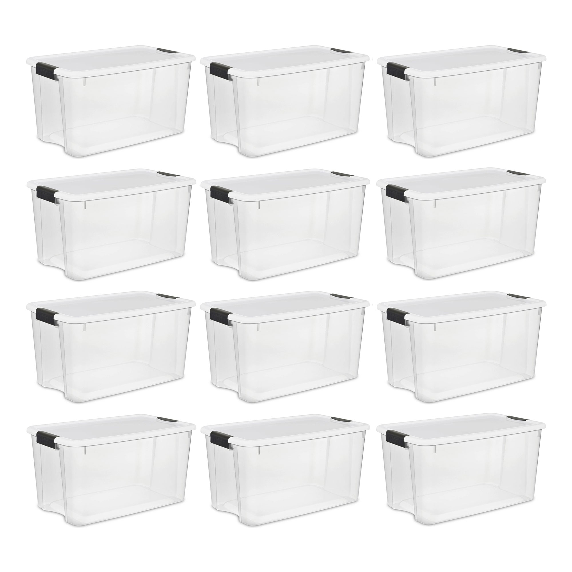Cand 4 Packs 70 Quart Large Storage Box with Wheels, Large Lidded Storage Bins, Clear