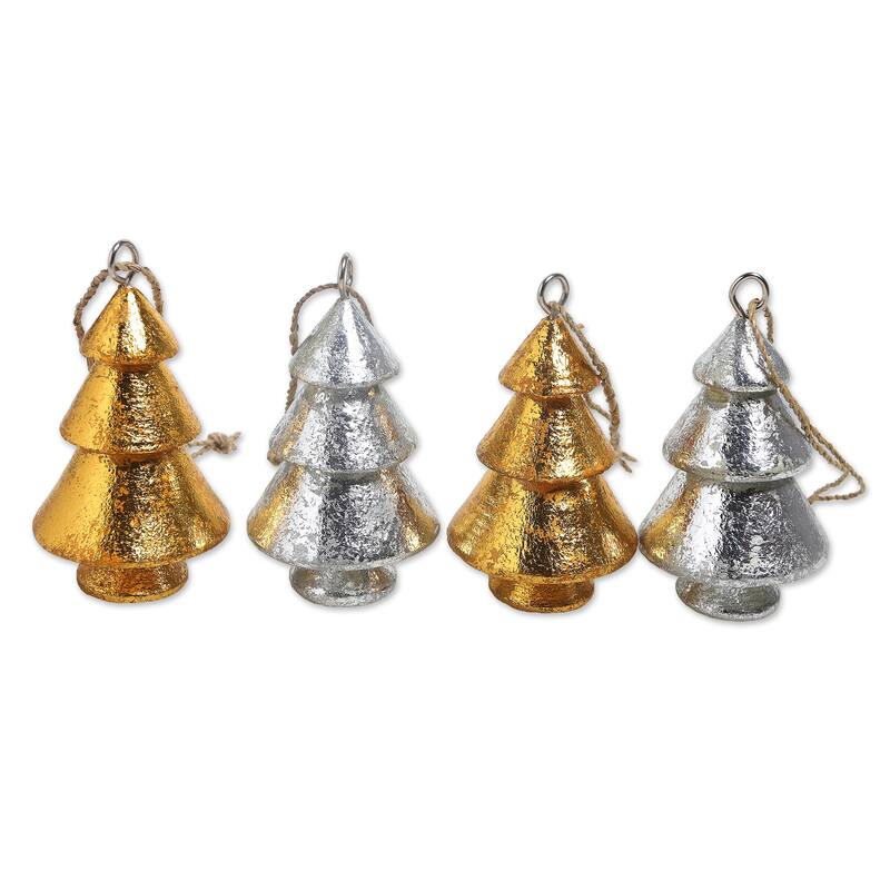 Novica Handmade Sparkling Trees Wood Holiday Ornaments (Set Of 4)