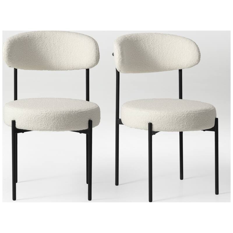 Bayville Mid-Century Curved Back Fabric Upholstered Metal Dining Chair (Set of 2)