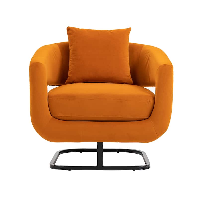 Upholstered Tufted Living Room Chair Textured Linen Fabric Accent Chair with Metal Stand
