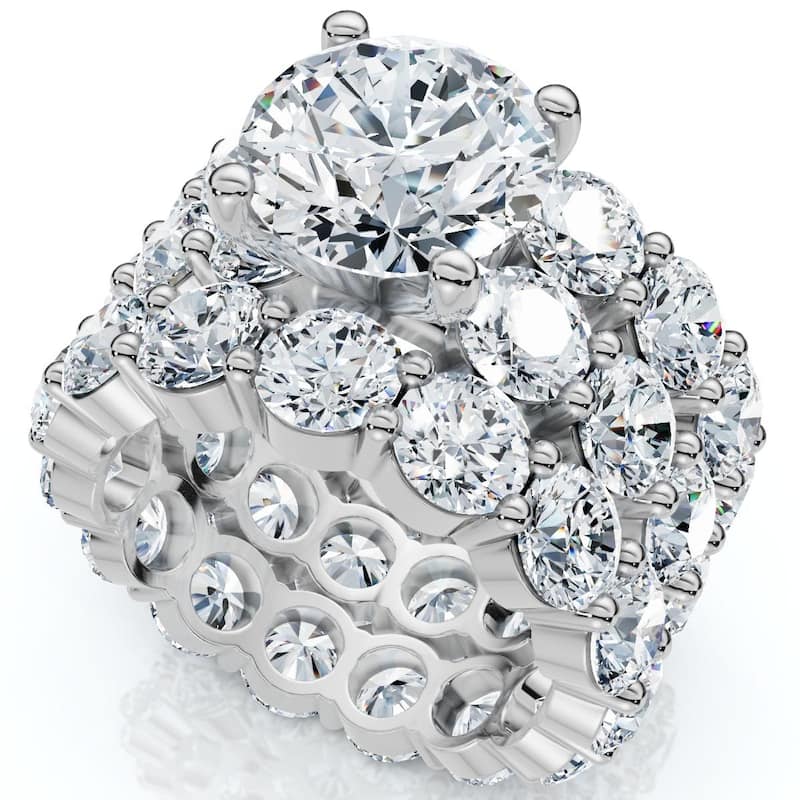Bliss Diamond 15Ct TW Diamond Eternity Engagement Wedding Ring Set White Gold Lab Grown