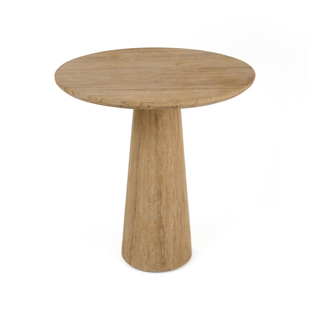 Modrest Velma Modern Travertine Marble Round Dinette Table