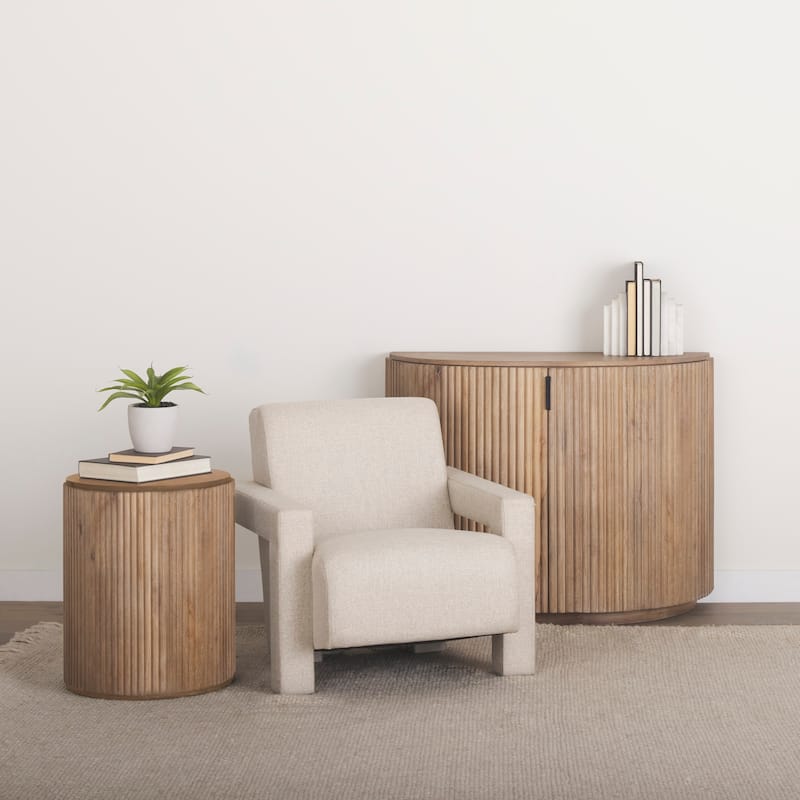Terra Light Brown Solid Wood Accent Cabinet