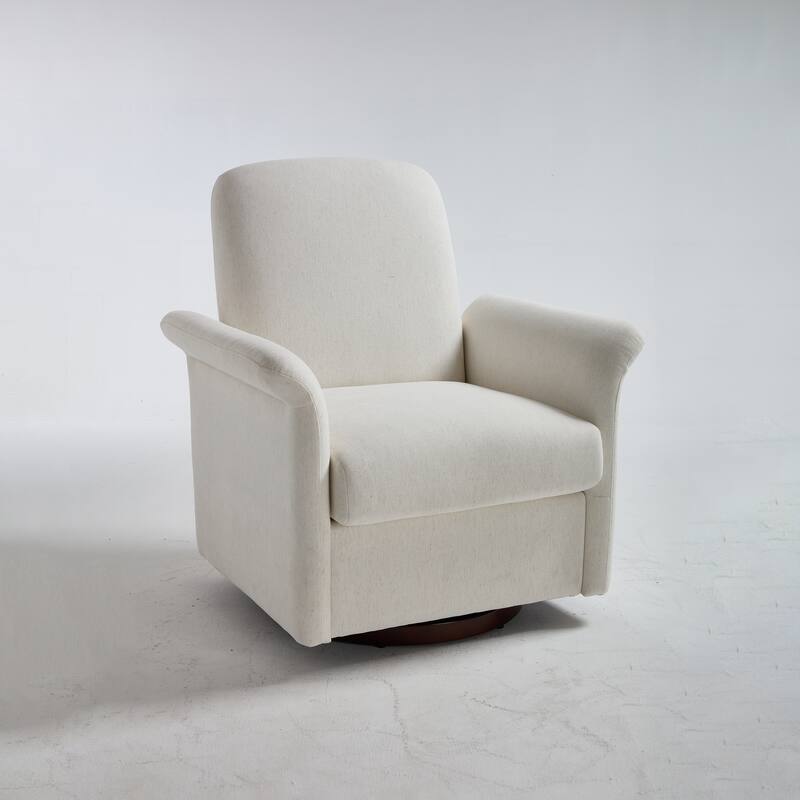 22 Inch Seat Wide Faux Leather Swivel Accent Chair with Wood Base