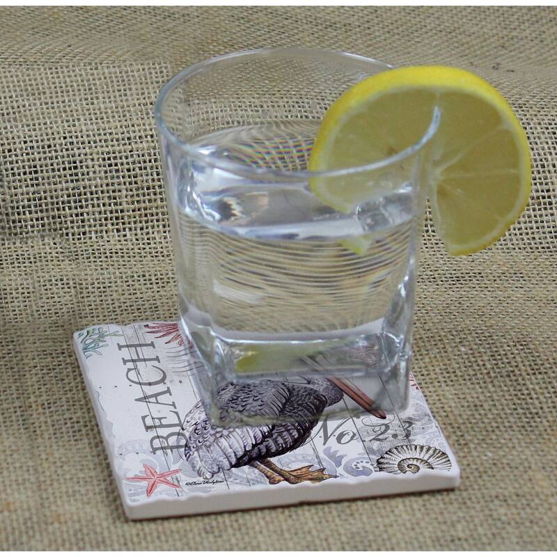 Counterart Absorbent Stone Coasters - Harbor Life - Set of 4 - 4x4x24