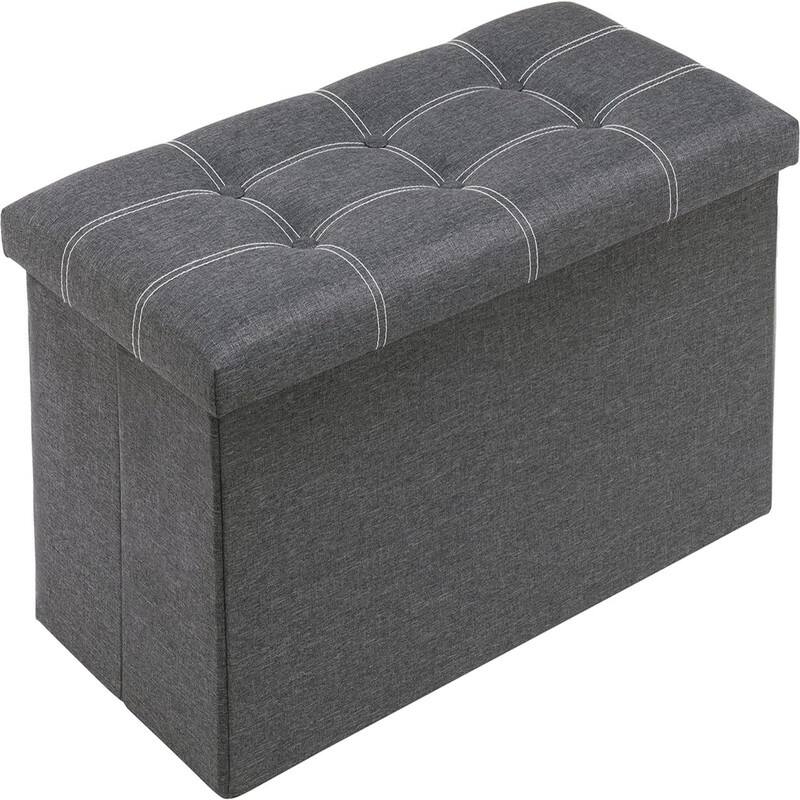 Folding Storage Ottoman Bench for Living Room - Grey