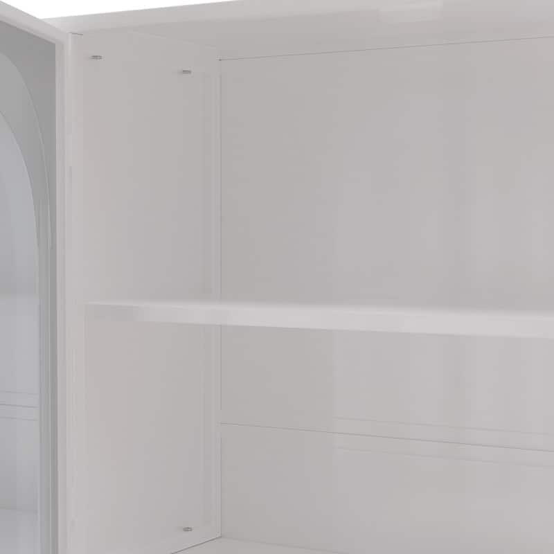 Wall mounted four door glass storage cabinet for bathroom