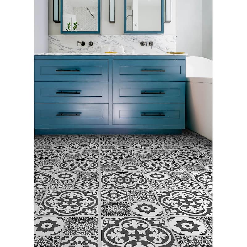 Valencia Charcoal Peel and Stick Floor Tiles