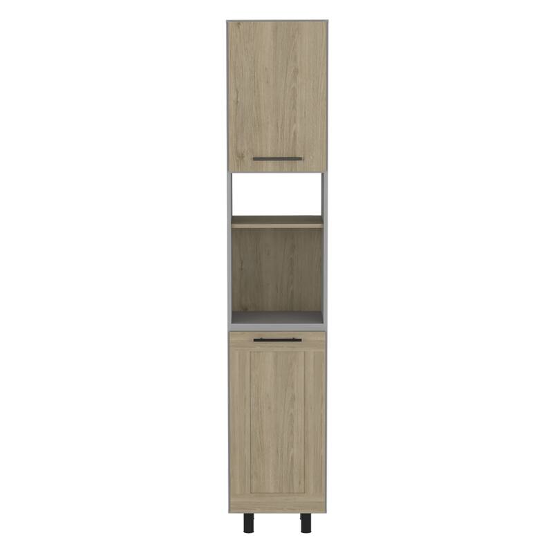 HomeRoots 82" Gray And Oak Wood Pantry Or Storage Closet - 15.75' X '82.05' X '13.58