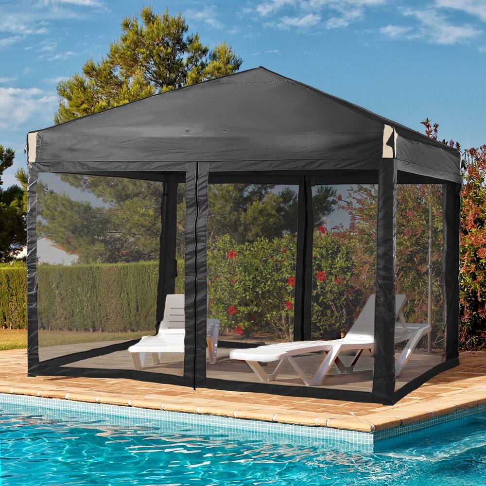 Aoodor 10 x 10 FT Pop Up Canopy Tent Portable Instant Shade Canopy with Netting for Camping, Party and Other Outdoor Events