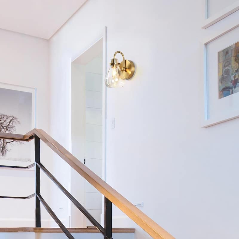 1-light wall light brass stairway light glass, metal kitchen light