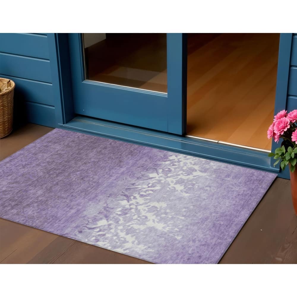 HomeRoots Damask Transitional Rectangle Outdoor Rug