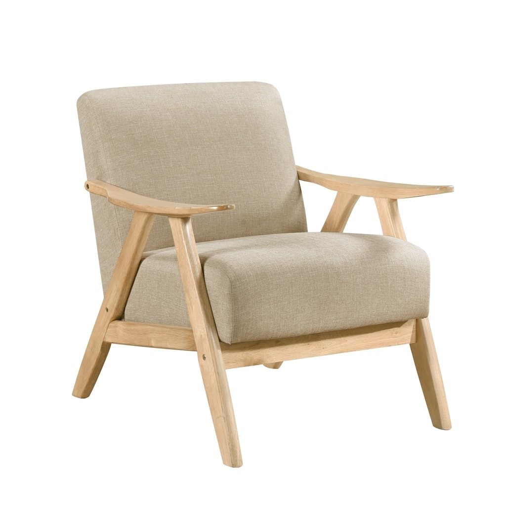 Indy Accent Club Armchair, Light Brown Textured, Solid Rubberwood