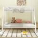 preview thumbnail 2 of 8, White Twin XL over Queen Size Metal Bunk Bed with Ladder, Fence and Guardrails for Kids, Boys and Girls, Bedroom