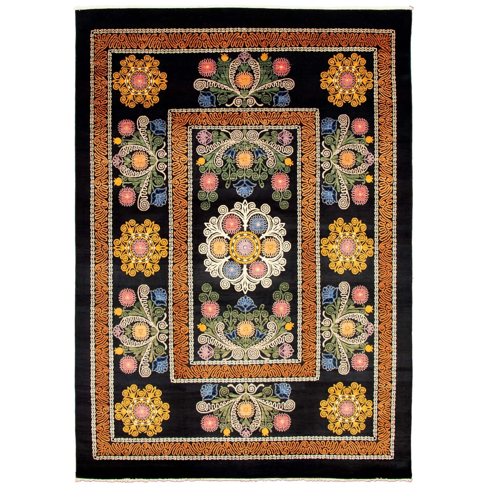 ECARPETGALLERY Handknotted Lahore Finest Collection Black Wool Rug 8