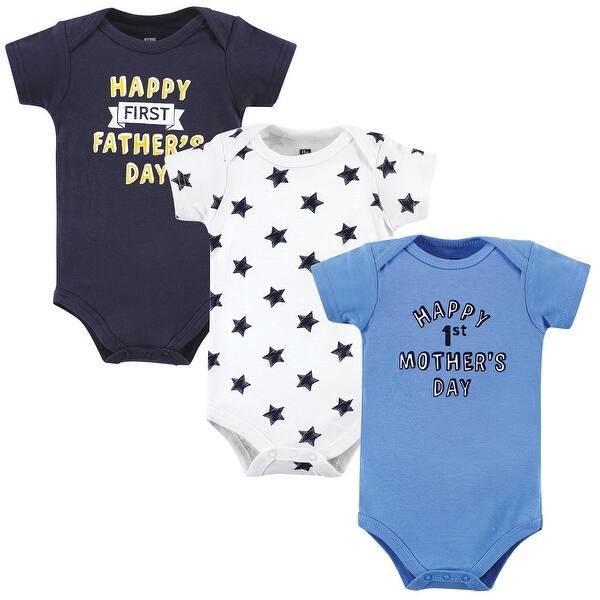 slide 1 of 1, Hudson Baby Infant Boy Cotton Bodysuits, Boy Mothers Fathers Day 0-3 Months - Boy Mothers Fathers Day