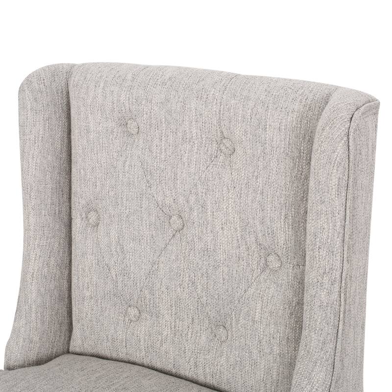 2-Piece Wood Frame Bar Stool Set Fabric Tufted Wingback 27 Inch Counter Stools Island Thick Upholstered Bar Stool