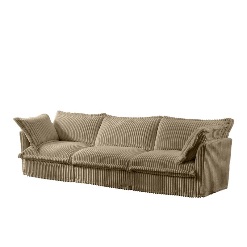 120" Corduroy Upholstered Sectional Sofa Couch with Multiple Pillows