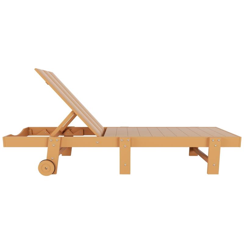Shoreside Modern Poly Eco-Friendly All Weather Reclining Chaise Lounge With Wheels