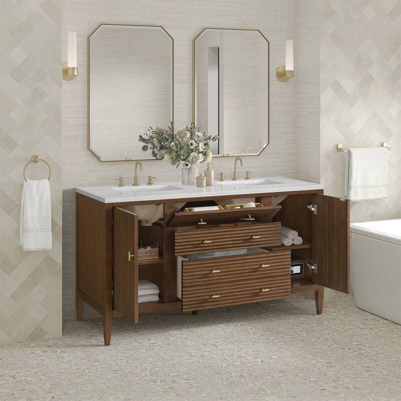 James Martin Vanities 485-V60D-3AF Myrrin 60" Double Basin Wood Vanity