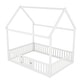 preview thumbnail 44 of 42, Fun House Platform Bed with Fence and Door, Wooden Floor Bed Frame with Roof, Distressed Washed Finish,for Kids Girls Boys