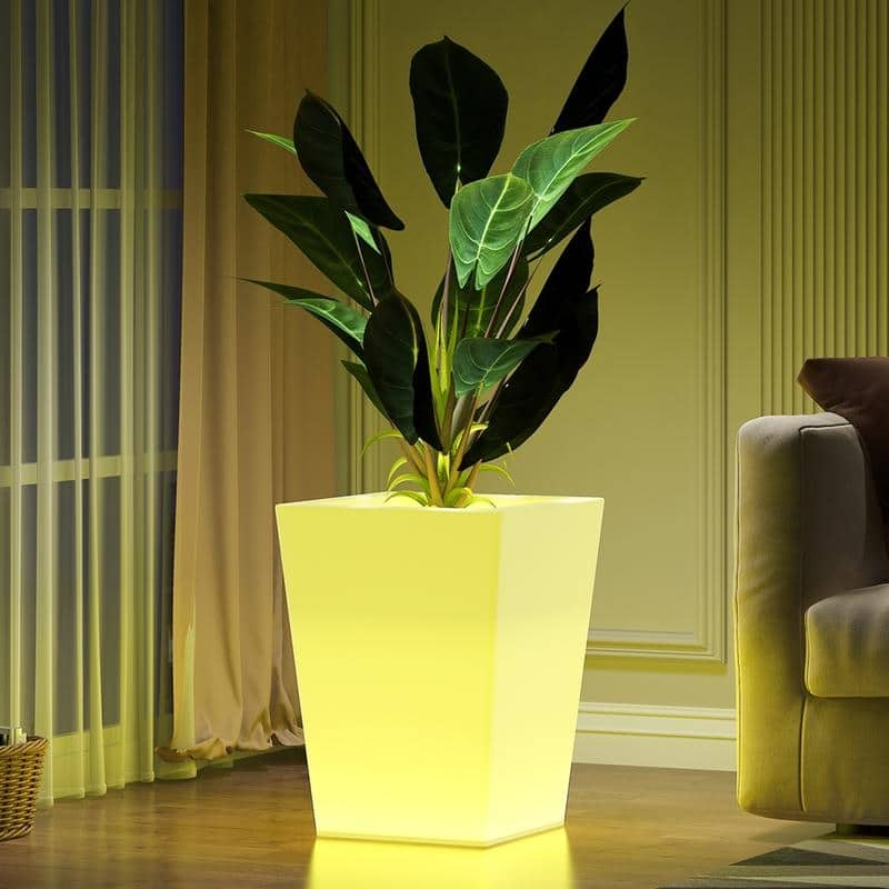 Mixoy Changing Colors LED Lighting Flower Pot,Rechargeable Light Up Cordless Outdoor Furniture for Party,Ambiance LED Furniture