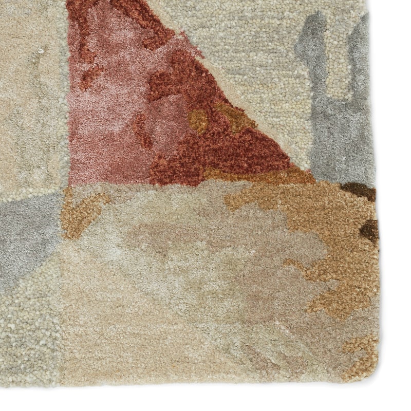 Ruban Handmade Geometric Purple/ Beige Area Rug
