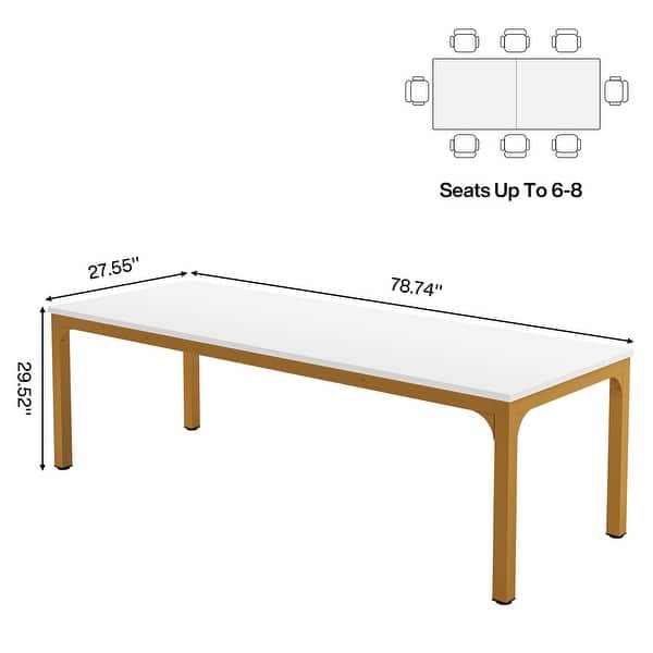 dimension image slide 2 of 9, 6.5FT Conference Meeting Seminar Business Table Set for 16-20 Person (Set of 6)