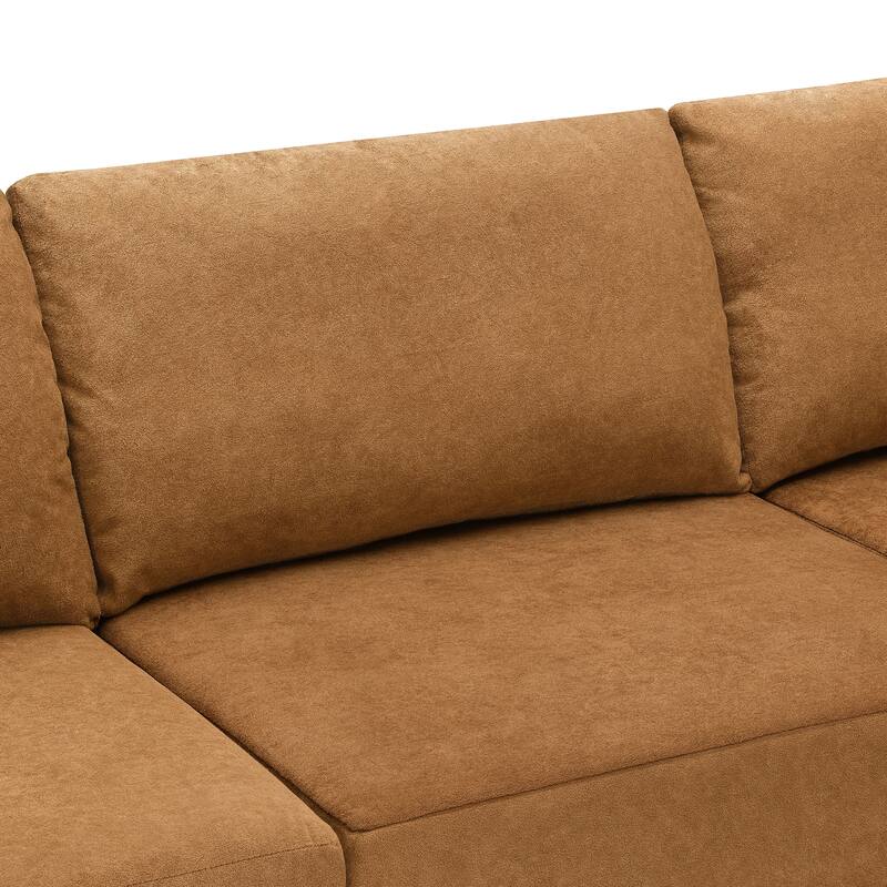116" Modular L-Shaped 5-Seat Sectional Sofa with Plush Terrycloth Upholstery, Perfect for Living Room & Bedroom